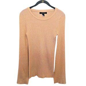 FOREVER 21 CONTEMPORARY GOLD GLITTER SWEATER W/ OPEN SLIT LONG SLEEVES - SIZE S